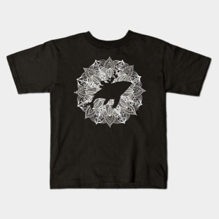 White Mandala Circle Whale Kids T-Shirt